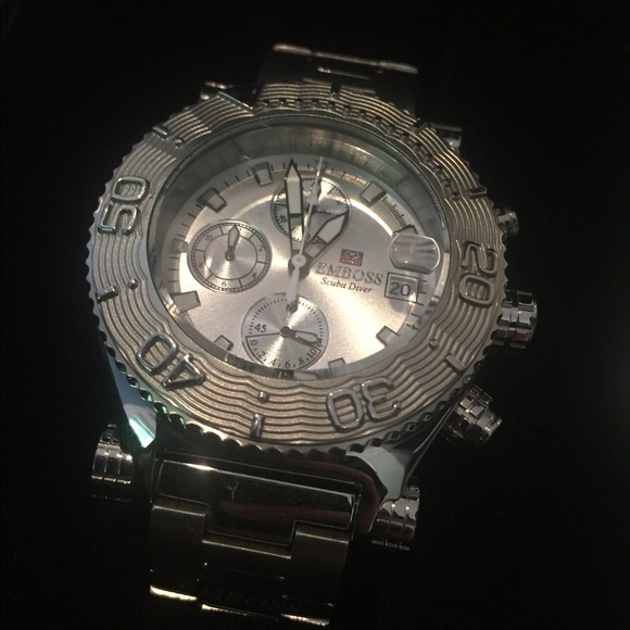 Emboss Stainless Steel Scuba Diver Watch