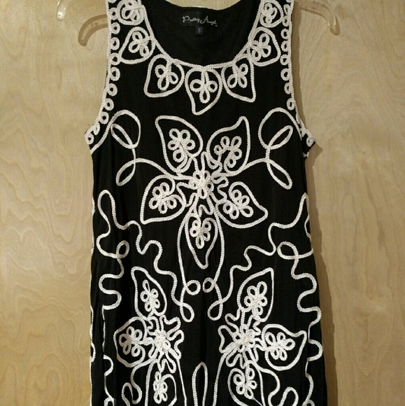 Beautiful black dress with white embroidery