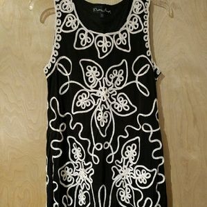 Beautiful black dress with white embroidery