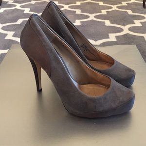 Grey suede and satin Colin Stuart heels
