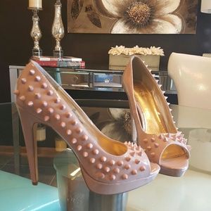 Diba Spiked peep toe heels