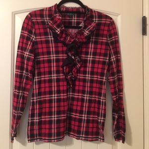 Plaid Ralph Lauren shirt with Button/Ruffle detail