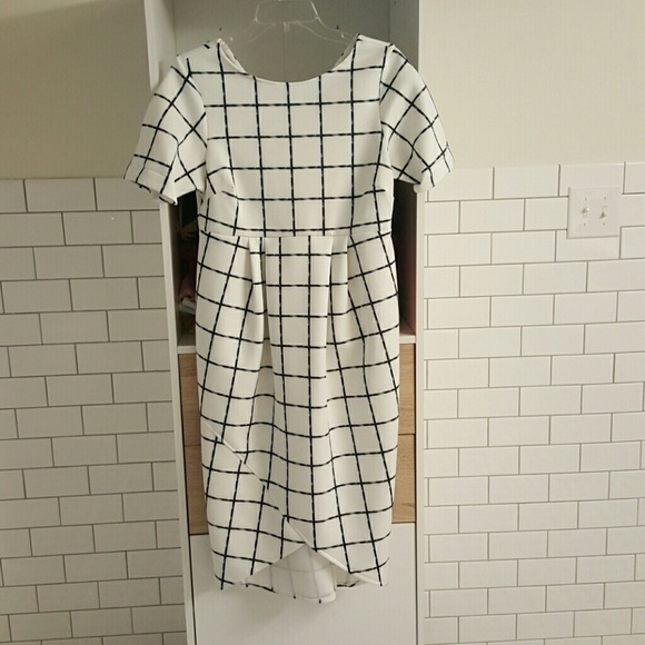 Asos blue and white grid pattern maternity dress