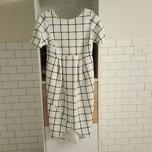 Asos blue and white grid pattern maternity dress