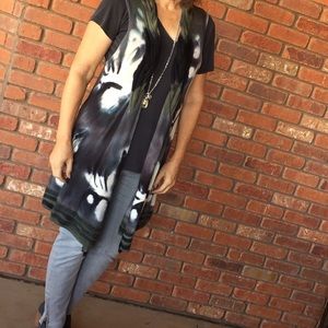 Braided collar long vest