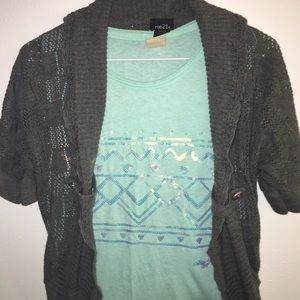 Sequin top with cardi