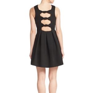 GUESS black fit & flare dress with bow back detail