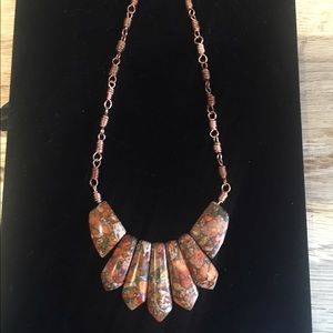 Impression Jasper and pyrite statement necklace