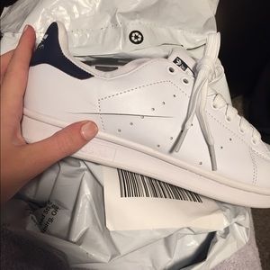adidas originals Stan smith shoes white and navy