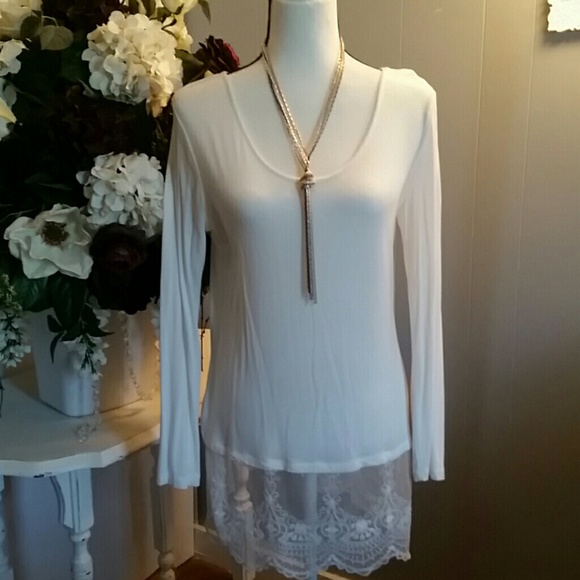 White long sleeved t-shirt with lace