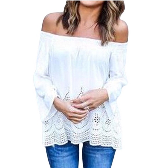 Off the shoulder blouse in white size S M L - Picture 3 of 3