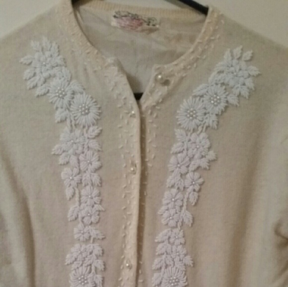 Vintage Beaded Cream Sweater