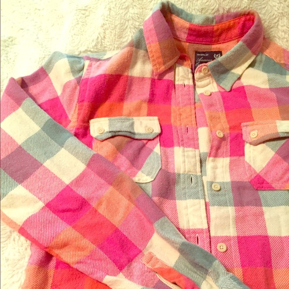 Ladies American Eagle flannel button up