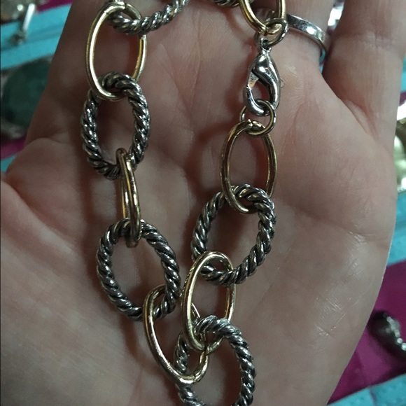 Silver and gold link bracelet