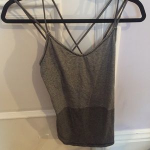 Lululemon black and white striped top