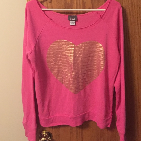 Dots Tops - Pink heart sweatshirt Sz L