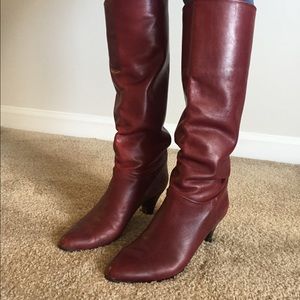 Gorgeous red Italian leather boots with heels sz 7