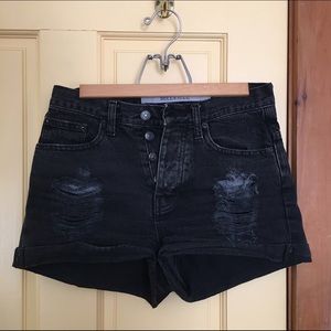 Black denim shorts