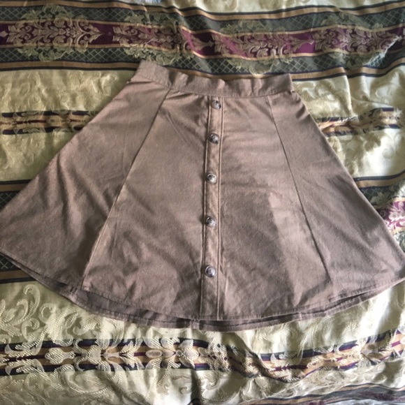 Suede light brown high waist skirt
