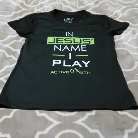 In Jesus name I play shirt.  Women's small.