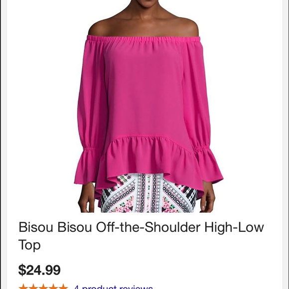 Off the shoulder high low top in Very Berry