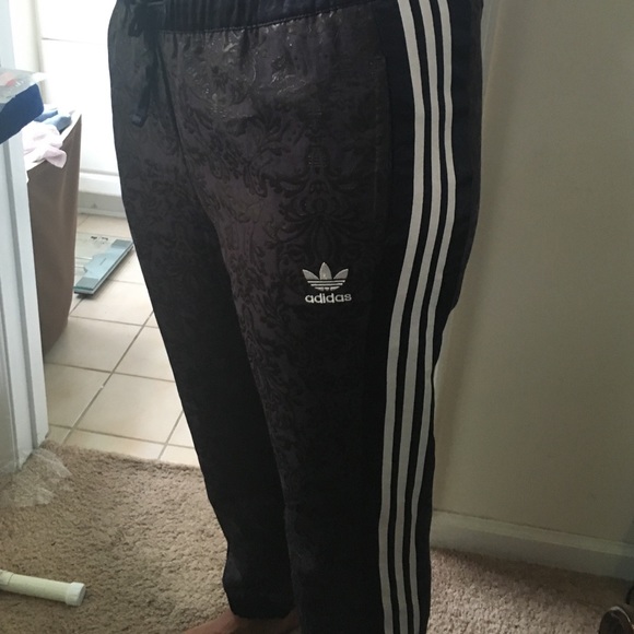Couture adidas joggers with velvet trim