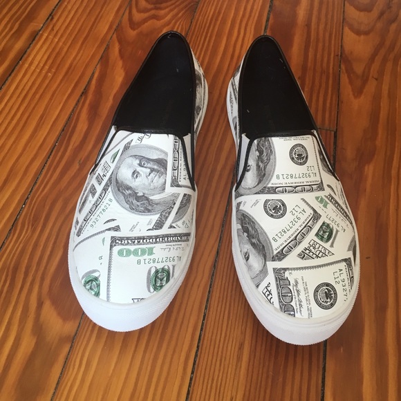 Money print slip on sneakers