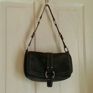 Coach black leather hand bag