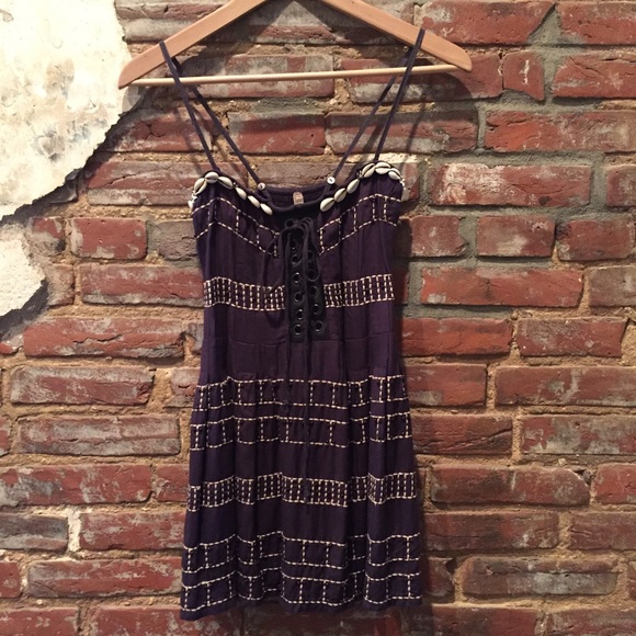 Free People Shell Embellished Strapless Tunic