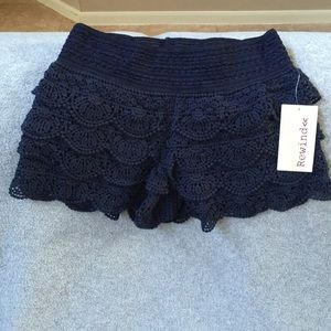 Navy blue lace shorts