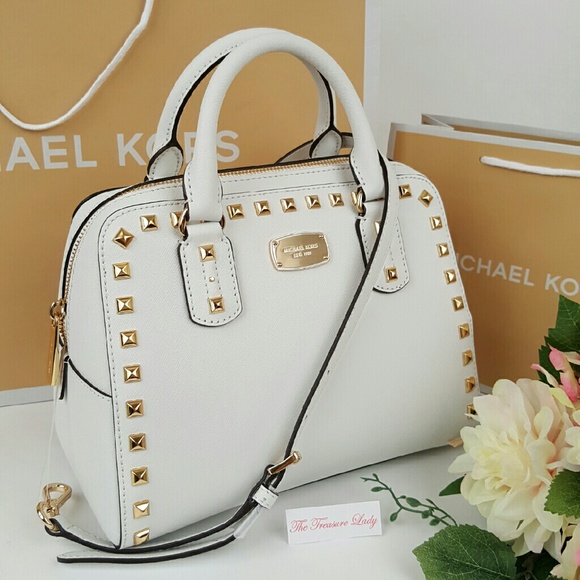 Michael Kors Handbags - Michael Kors Saffiano Stud Small Satchel Purse MK