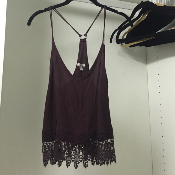 Deep Plum tank with crochet detail