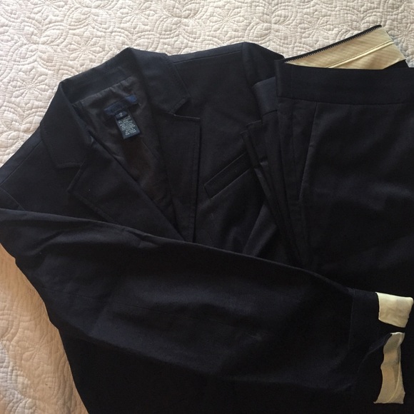 Navy j crew cotton suit (pants and jacket)