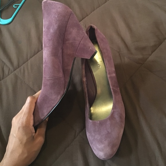 Purple suede Nine West wedge heels