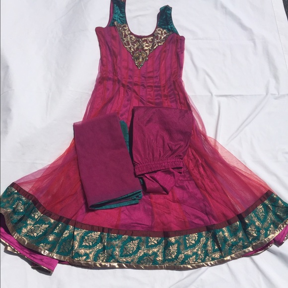 Pink & Green net churidar!