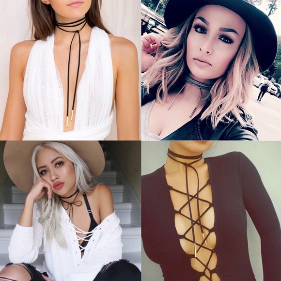 🚨1 HR SALE🚨Anna suede choker necklace - BROWN - Picture 4 of 4