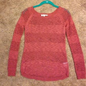 Mauve crochet hi low sweater