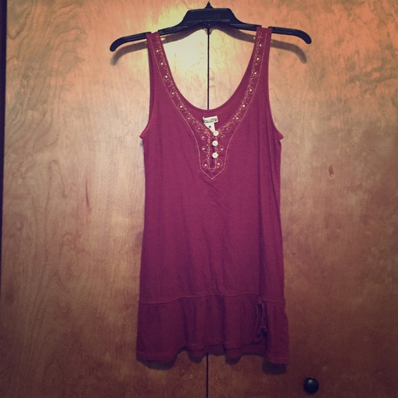 Gold embroidered maroon top