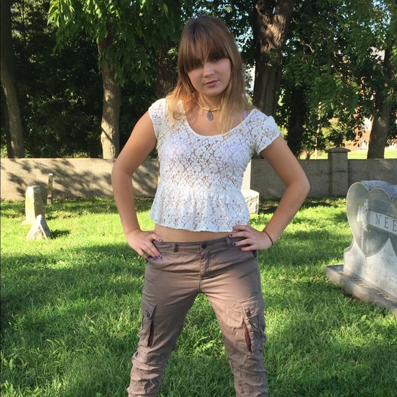 Urban outfitters lace top and army pants