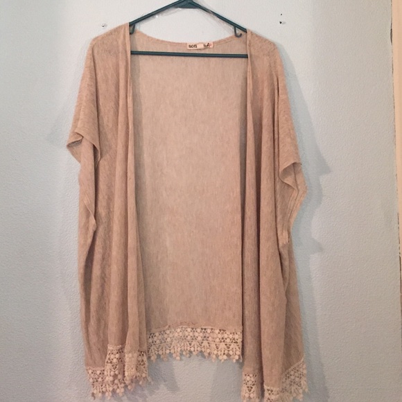 Beige shall with ivory lace