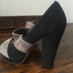 Jefferey Campbell black & grey suede 5" heels
