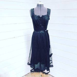 Vintage lingerie black slip dress lace 1940s 1950s