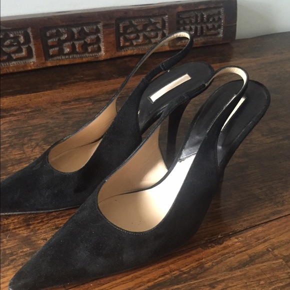 Black suede sling back Michael kors heels