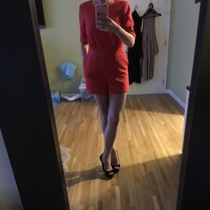 NWOT BCBG red lace romper
