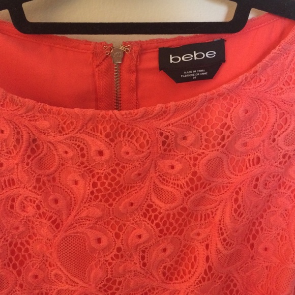 💐 Bebe 💐 Coral Lace Cutout Back Dress - Picture 2 of 4