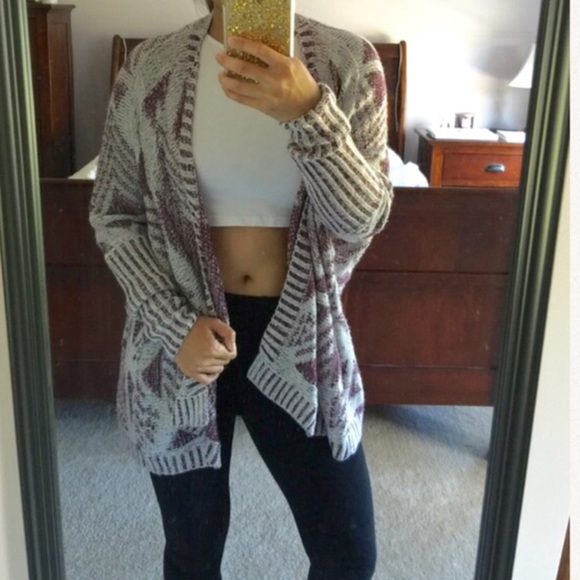 Xhilaration Sweaters - Grey & Plum Oversized Cardigan