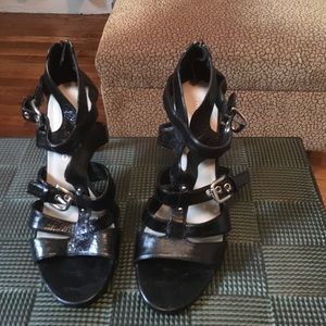 Black high heel strap sandal