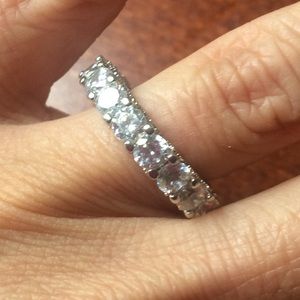 Round Pave Cube Zirconia Eternity Band