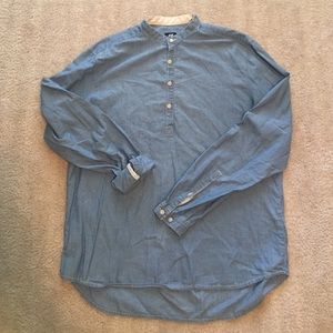 H&M Chambray Band Collar Pull Over Henley style