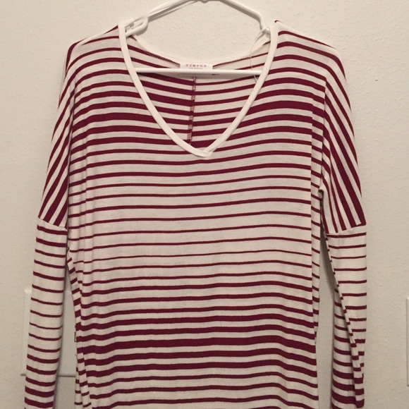 NYMPHE Red Striped V Neck